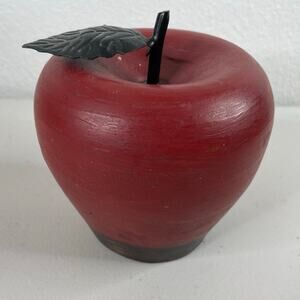 Wooden Red Apple Home Decor Metal Leaf
